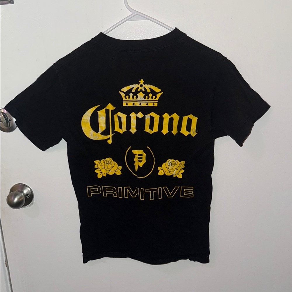 Primitive X Corona Black and Yellow Graphic Short Sleeve Tee